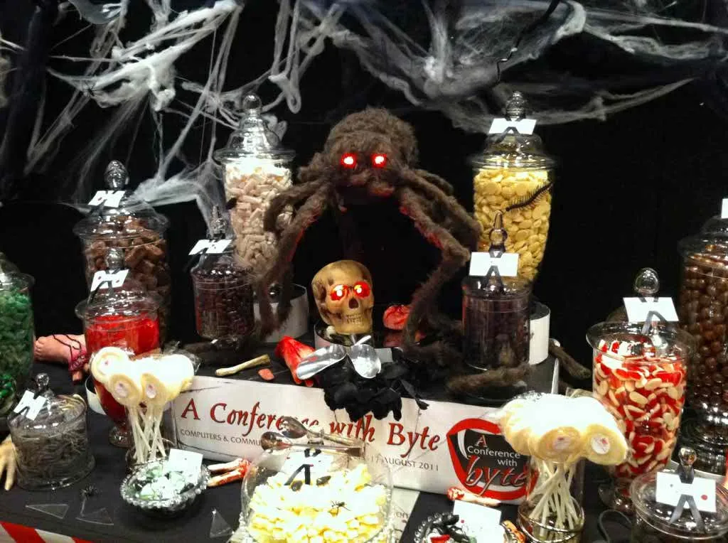 Giant spider detail on Halloween lolly display